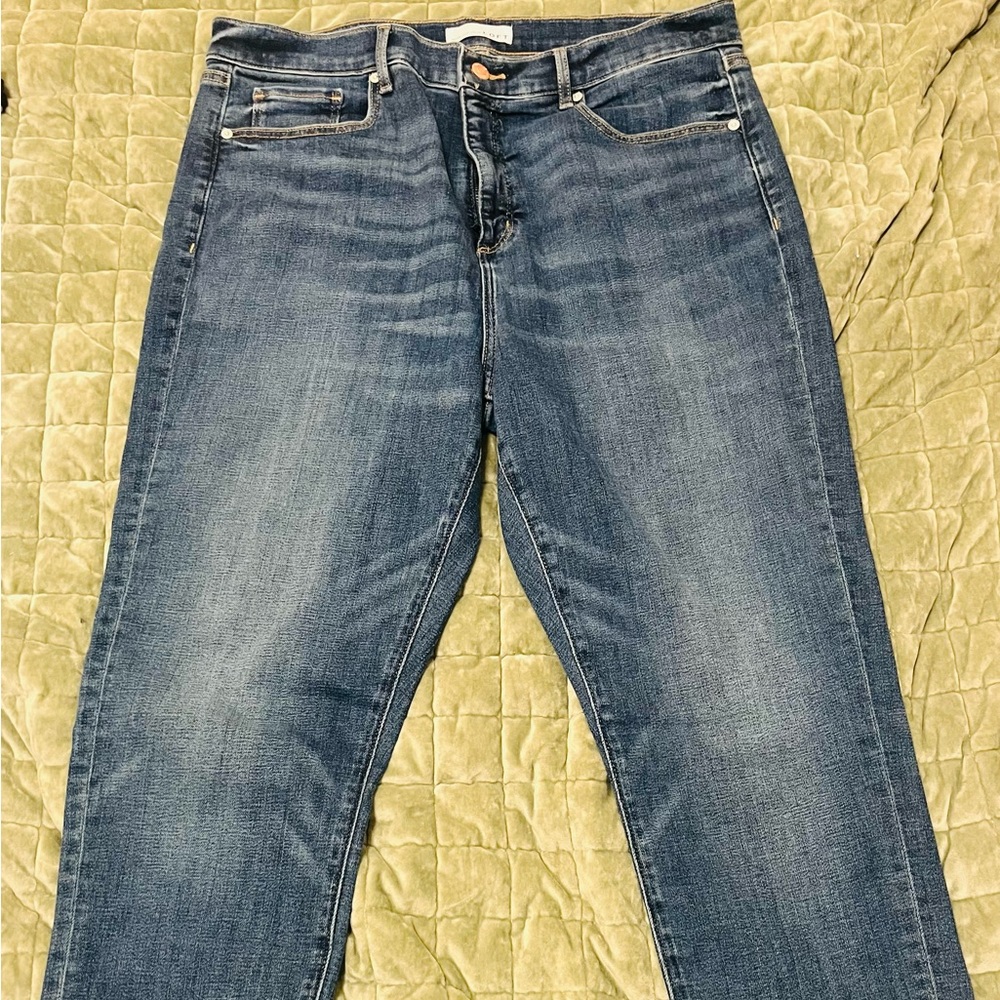 Loft Women's Skinny Blue Jeans- Frayed hem